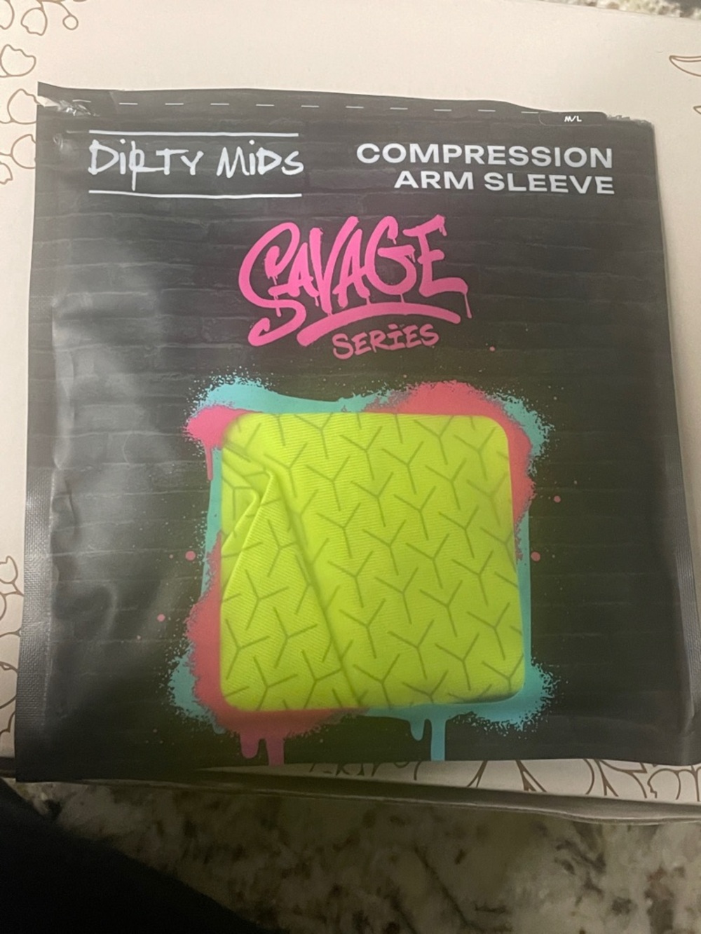Dirty Mids Savage Series Compression Arm Sleeve - Neon Yellow size M/L